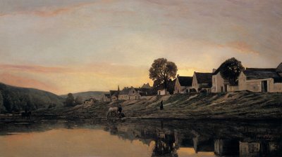 En landsby nær Bonnieres, 1861 af Charles Francois Daubigny