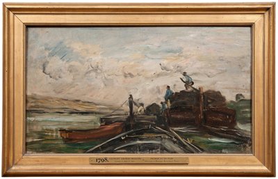 Pramme på en flod af Charles Francois Daubigny