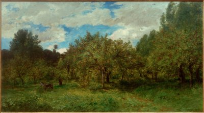 C.F.Daubigny, fransk frugtplantage ved høsttid af Charles Francois Daubigny