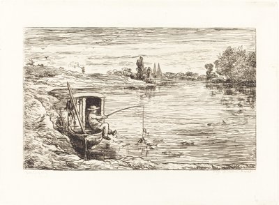 Cabin Boy Fishing (Le Mousse a la peche) af Charles Francois Daubigny