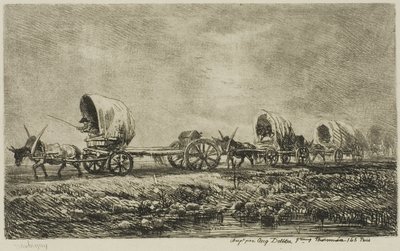 Overdækkede vogne (souvenir fra Morvan) af Charles Francois Daubigny