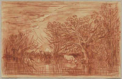 Køer ved et vandhul, ca. 1863 af Charles Francois Daubigny