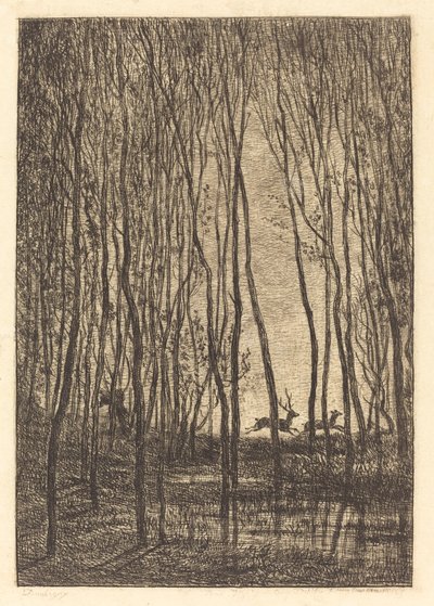 Hjorte i skoven af Charles Francois Daubigny