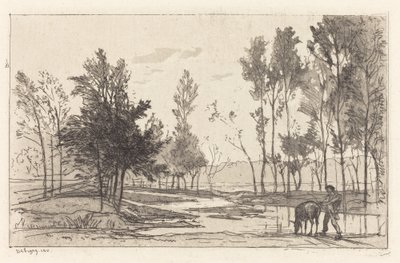 Æsel ved et vandingssted af Charles Francois Daubigny