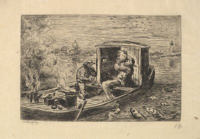 Gobbling a Meal, 1861. af Charles Francois Daubigny