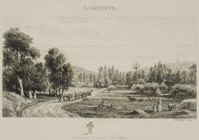 Hvordan byer bliver født (bryllup i landsbyen) af Charles Francois Daubigny