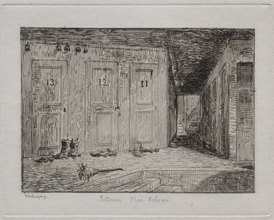 Interiør af en kro af Charles Francois Daubigny