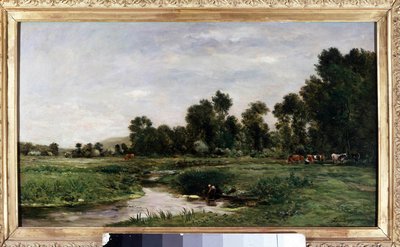 La vallee de l "Arques Painting by Charles Francois Daubignydani af Charles Francois Daubigny