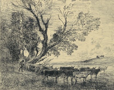 Le Gué af Charles Francois Daubigny
