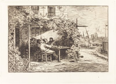 Frokost på vej til Asnieres af Charles Francois Daubigny