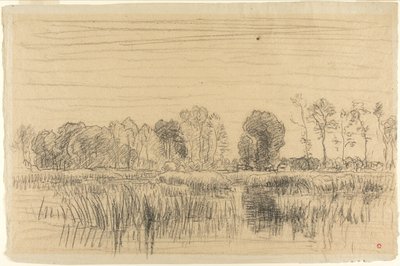 Sump og skærm af træer af Charles Francois Daubigny