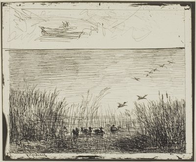 Marsh med ænder af Charles Francois Daubigny