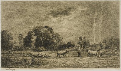 Måneopgang af Charles Francois Daubigny