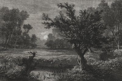 Måneopgang i Andilly Valley af Charles Francois Daubigny