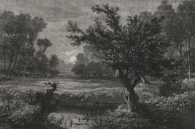 Måneopgang i Andilly Valley, 1845. af Charles Francois Daubigny