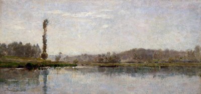 Morgen på Oise, Auvers (olie på tavle) af Charles Francois Daubigny