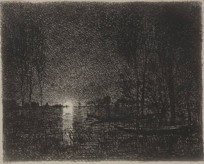 Natstykke, originalt aftryk 1862, trykt i 1921. af Charles Francois Daubigny