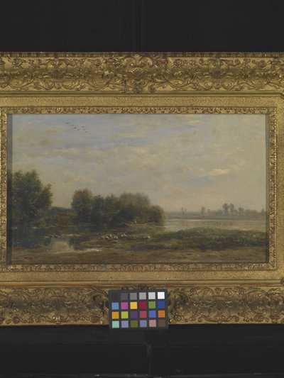 On The Oise (olie på træ) af Charles Francois Daubigny