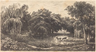 Pool med hjorte af Charles Francois Daubigny