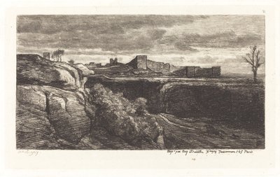 Ruinerne af Chateau de Cremieux af Charles Francois Daubigny