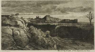Ruinerne af Château of Crémieux (Isère) af Charles Francois Daubigny