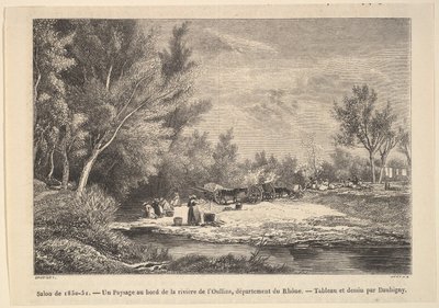 Salon de 1850-51. Landskab langs bredden af floden Oullins, 1850-51. af Charles Francois Daubigny