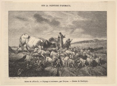 Salon af 1850-51, Landskab og dyr, af Troyon, 1850-51. af Charles Francois Daubigny
