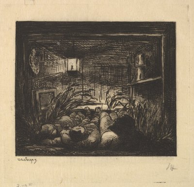 Sove ombord på båden, 1861. af Charles Francois Daubigny