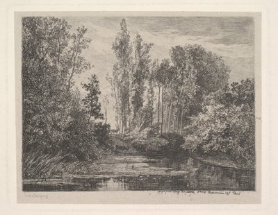 Hjorte ved Waters Edge, 1850. af Charles Francois Daubigny