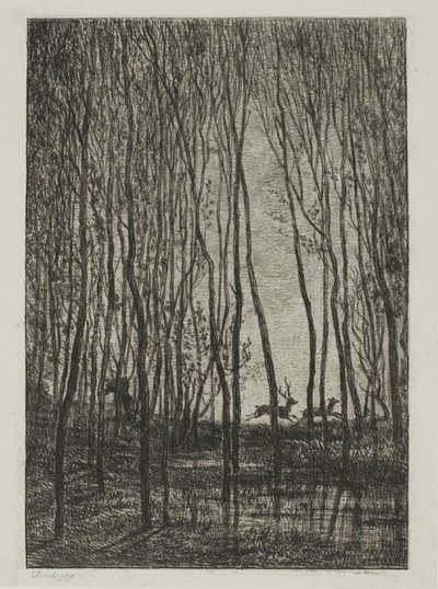 Hjorte i skoven af Charles Francois Daubigny