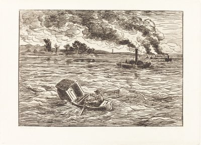 Dampbåde af Charles Francois Daubigny
