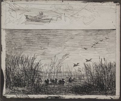 Sump med ænder, originalt aftryk 1862, trykt i 1921. af Charles Francois Daubigny