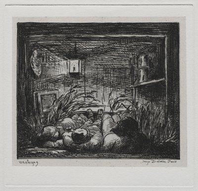 The Boat Trip: Bedding Down Aboard the Botin Night on the Boat, 1861. af Charles Francois Daubigny