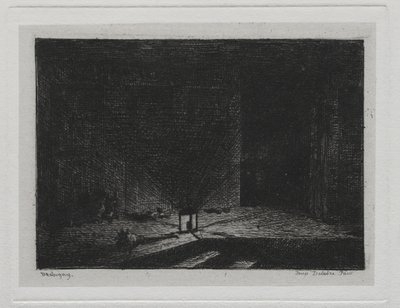 The Boat Trip: Interior of an Inn The Corridor of an Inn, 1861. af Charles Francois Daubigny