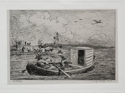 Bådturen: Le Mot de Cambronne The Slanging Match, 1861. af Charles Francois Daubigny