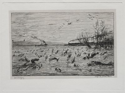 The Boat Trip: Joicing of the Fish at the Departure of the Cabin Boy The Fish, 1861. af Charles Francois Daubigny