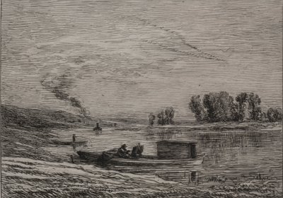 Båden i Conflans, 1866. af Charles Francois Daubigny