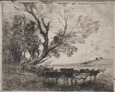Ford, originalt aftryk 1862, trykt i 1921. af Charles Francois Daubigny