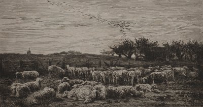 Den store fårefold, 1860. af Charles Francois Daubigny