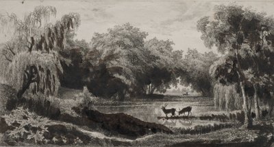Poolen med hjorte af Charles Francois Daubigny