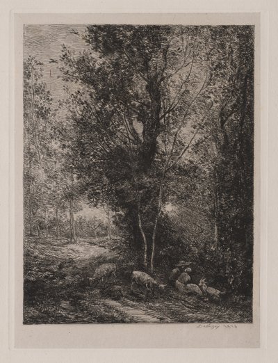 Hyrden og hyrdinden af Charles Francois Daubigny