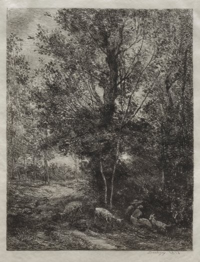 Hyrden og hyrdinden af Charles Francois Daubigny