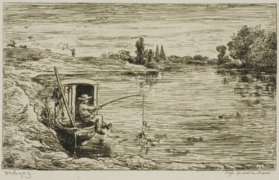 Skibsdrengen fisker (Fiskeri med snøre) af Charles Francois Daubigny