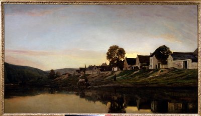 Landsby nær Bonnieres Maleri af Charles Francois Daubigny (1817-1878) 1861 Privat samling. af Charles Francois Daubigny