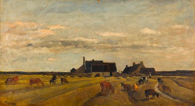""View of a Farm at Kerity in Bretagne"" (Farm at Kerity, Bretagne) Maleri af Charles-Francois (Charles Francois) Daubigny (1817-1878) Dim 64x101 cm Olie på lærred Gemeentemuseum Den Haag af Charles Francois Daubigny