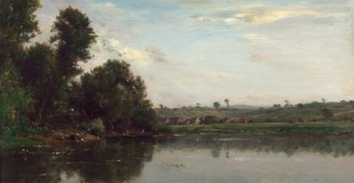 Vaskekoner ved Oise-floden nær Valmondois af Charles Francois Daubigny