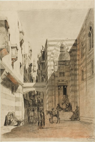 Egyptisk gadescene af Charles Francois Eustache
