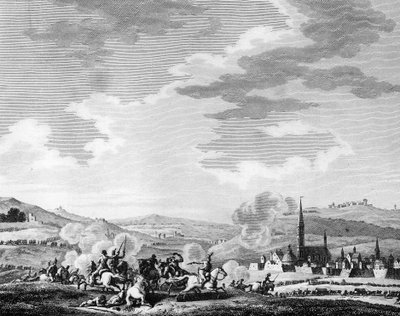 Franske revolution: Slaget ved Nerwinden den 18. marts af Charles Francois Gabriel Levachez