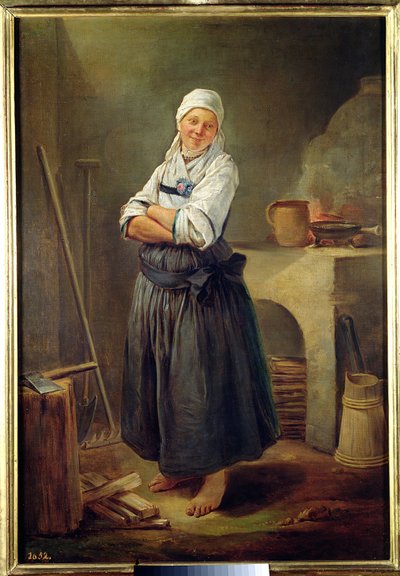 En saksisk landsbyboer i sit køkken af Charles Francois Hutin