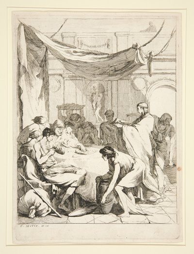 Feeding the Hungry, fra serien Sept Oeuvres de Misericorde af Charles Francois Hutin